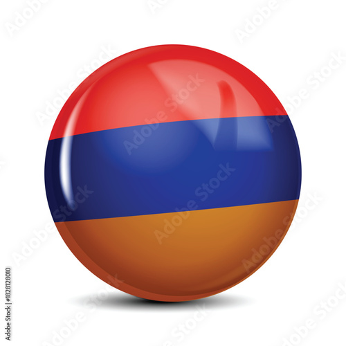 Armenia National Flag Sphere Icon 3D Vector Illustration	
