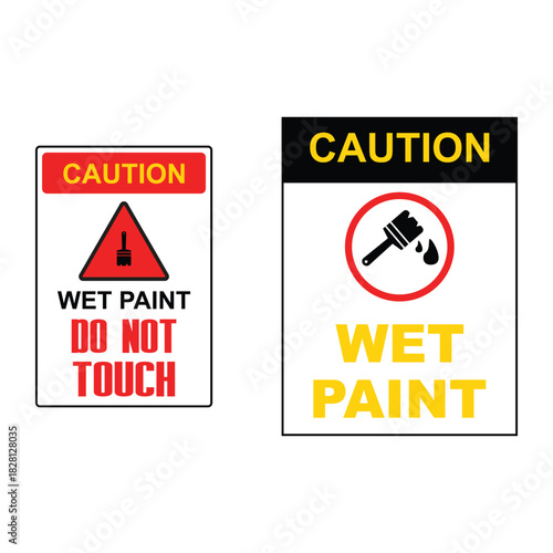 caution wet paint sign symbol vector.