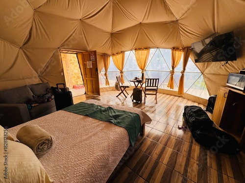 bed in a tent
