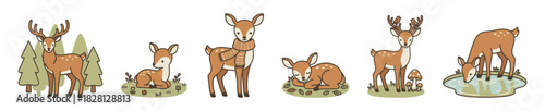 Cute cartoon baby deer