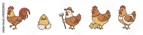 Cartoon chicken set