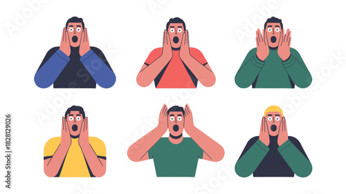 People expressing different degrees of shock.