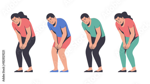 An illustration depicting individuals experiencing abdominal pain.