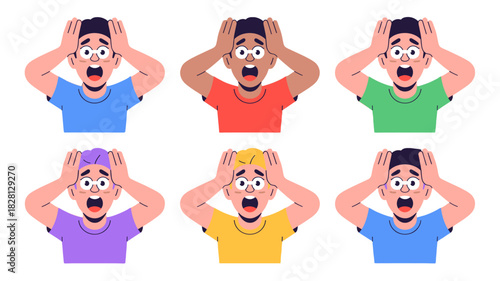 People with shock expressions.