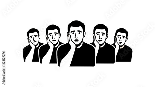Illustration of individuals with worried expression, representing anxiety and apprehension.