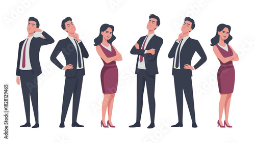 Business professional posing confidently in various positions.