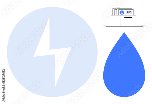 Energy concept. Energy ed with a bolt symbol highlighting power and efficiency. Energy related to sustainability, renewable resources, electricity, and business solutions. Perfect for technology
