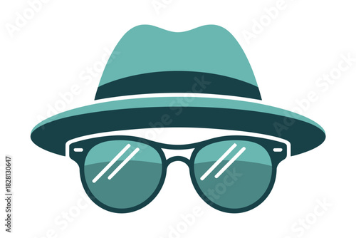 A fedora hat and sunglasses create a mysterious disguise.
