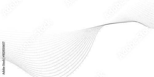Abstract gray wave dynamic curve lines on transparent background with flowing  particles.	
