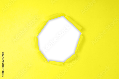 Yellow Torn Paper Hole with Transparent Background