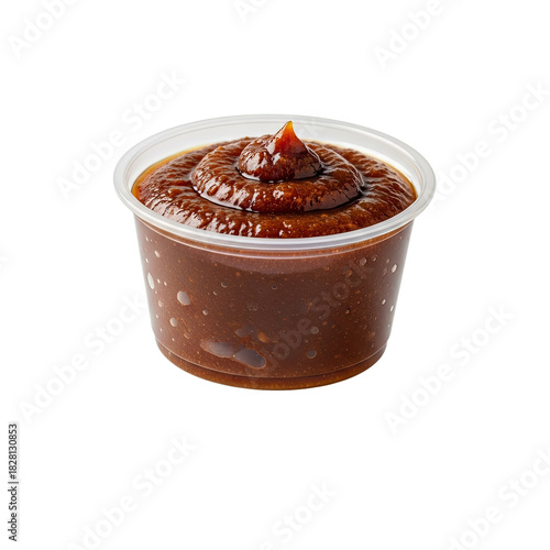 Dark Chocolate Pudding Cup with Swirl Texture and Orange Garnish