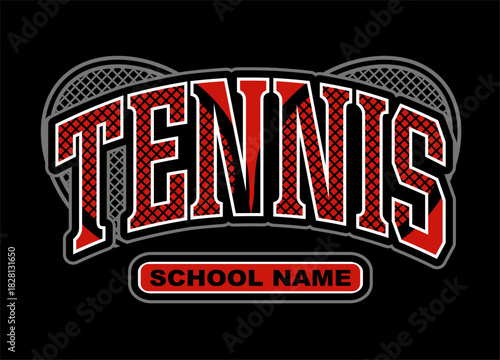  tennis team design with rackets for school, college or league sports