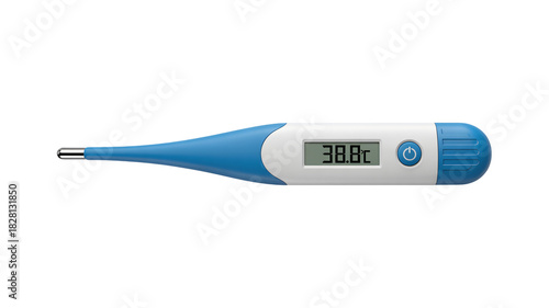 Digital fever thermometer displays high temperature for health concept