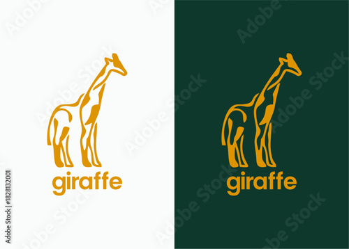 Minimalist Line Art Giraffe Character Logo
