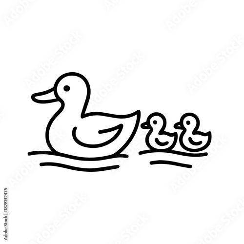 duck with ducklings vector line icon on a white background
Vector line icon on a white background