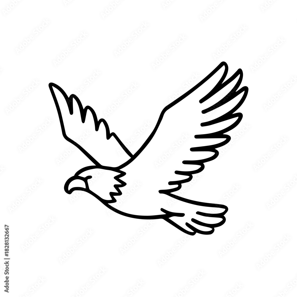 Obraz premium eagle in flight vector line icon on a white background Vector line icon on a white background