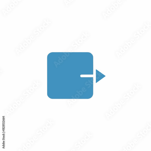 Exit icon with square shape and arrow pointing right. Simple exit sign features clear design and is useful in various applications. Concept exit icon for user interface design and navigation purposes.