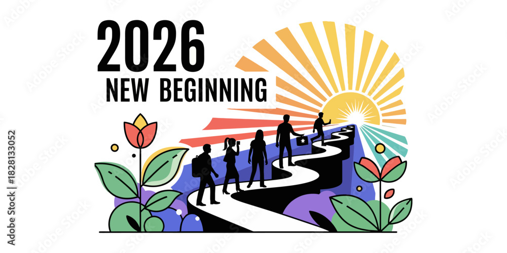 Fototapeta premium Vector illustration about 2026 New Beginning