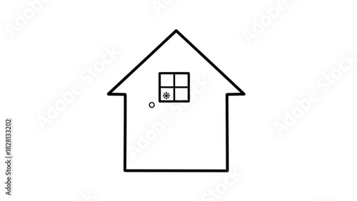 Minimalist House Outline with Snowflake Icon