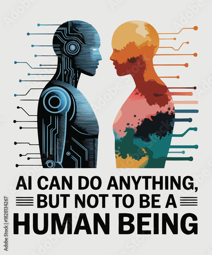 AI vs. Human Identity T-Shirt Design