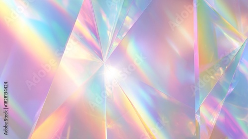 Abstract holographic rainbow light reflections on prism surface