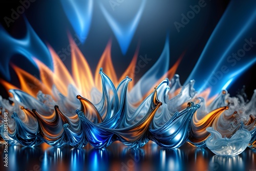 abstract blue background with flames