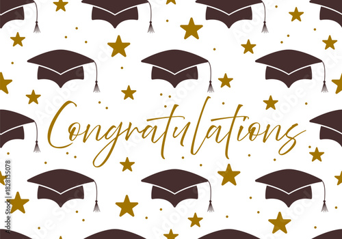 Class of the year with graduation cap. Education academic cap. Template for graduation design, high school or college congratulation graduate, yearbook