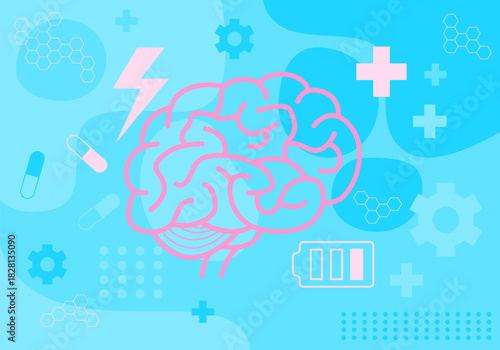 Mental Health Issues Brain. Creative Mind Brain Concept. Creative illustration of a human brain