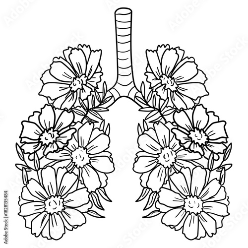 Hand Drawn Floral Lungs 2⁠
