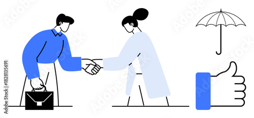Business agreement. Two people shaking hands trust and collaboration. Business agreements foster partnerships and trust. Perfect for contracts, teamwork, collaboration strategies, partnerships