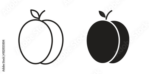 Apricot icons. Black and White Vector Icons. can be used web and mobile