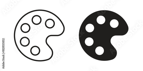 Artist color palette icons. Black and White Vector Icons. can be used web and mobile