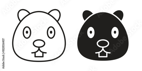 Beaver icons. Black and White Vector Icons. can be used web and mobile