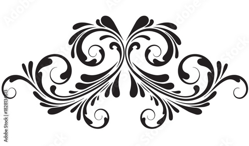 Decorative Symmetrical Floral Swirl Divider Ornament