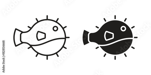 Blowfish icons. Black and White Vector Icons. can be used web and mobile