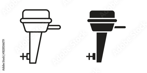 Boat Engine icons. Black and White Vector Icons. can be used web and mobile