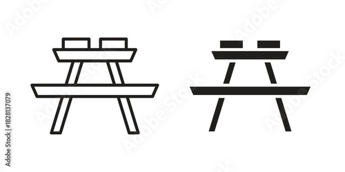 Camp table icons. Black and White Vector Icons. can be used web and mobile