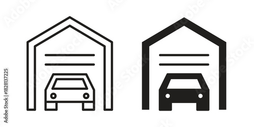 Car garage icons. Black and White Vector Icons. can be used web and mobile
