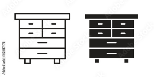 Chest of drawers icons. Black and White Vector Icons. can be used web and mobile
