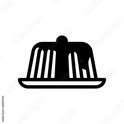 Jelly Dessert Glyph Icon on a Plate on White Background Vector Art Illustration on white background.