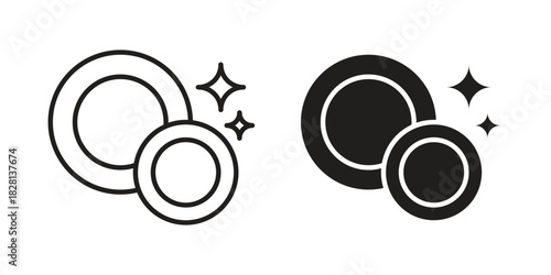 Clean plate icons. Black and White Vector Icons. can be used web and mobile