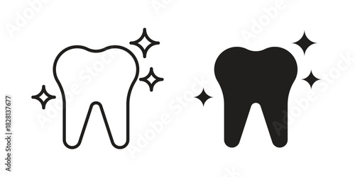Clean teeth icons. Black and White Vector Icons. can be used web and mobile