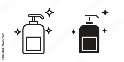 Cleaning products icons. Black and White Vector Icons. can be used web and mobile