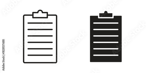 Clipboard icons. Black and White Vector Icons. can be used web and mobile