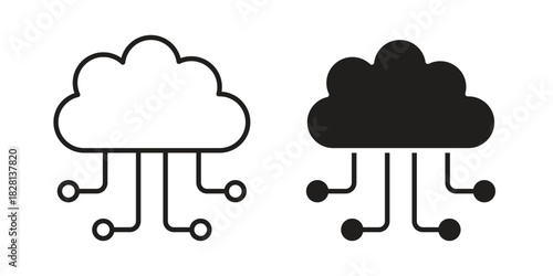 Cloud computing icons. Black and White Vector Icons. can be used web and mobile