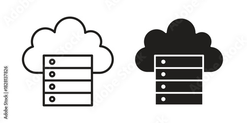 Cloud server icons. Black and White Vector Icons. can be used web and mobile