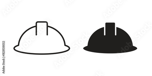 Construction safety helmet icons. Black and White Vector Icons. can be used web and mobile