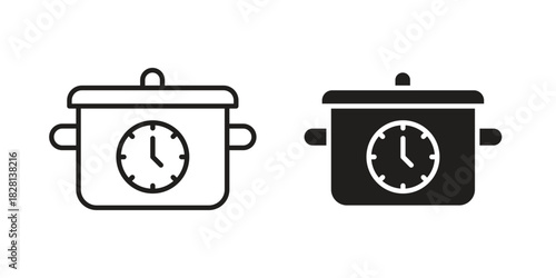 Cooking time icons. Black and White Vector Icons. can be used web and mobile