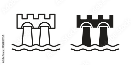 Dam icons. Black and White Vector Icons. can be used web and mobile