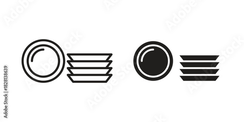 Dishes icons. Black and White Vector Icons. can be used web and mobile